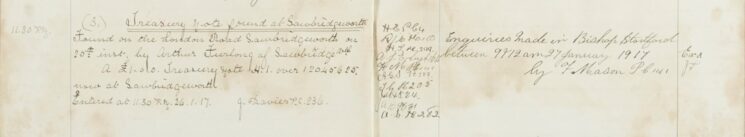 Treasury note found at Sawbridgeworth