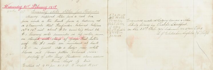 Treasury notes stolen at Harpenden