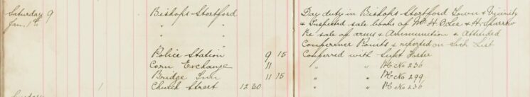 Inspected Sale books Of Mr H O Lee and H Sparrow Re Arms and Ammunitions, and reported on sick list