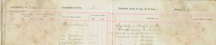 Duty at Parsonage Crossing re Royal Train, Duty Re Air Raid