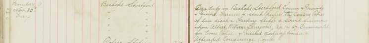 Visited Farmers and Stock Keepers re leaving Census Papers of live stock and feeding stuffs and served summons upon Albert William Thurgood for Essex Police