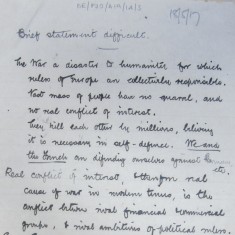 Anti War Statement by Frederic J Osborn, 18 May, 1917 (extract)  | HALS Ref DE/FJO/A19/1A/3