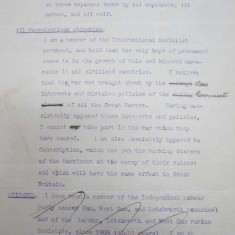 Statement of Conscientious Objection by Frederic J Osborn, 22 Feb1916 | HALS Ref DE/FJO/A19 