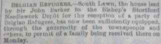 Belgian Refugees | Herts and Essex Observer Sept 1914