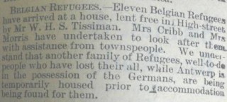 Belgian Refugees | Herts and Essex Observer Sept 1914