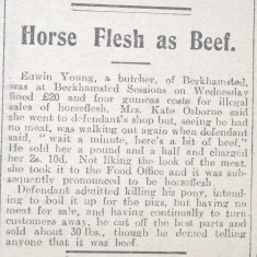 Horseflesh as beef - Herts Advertizer 16.02..18 Food and Farming Slide Show | Herts Advertiser, 16 Feb 1918