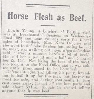 A Deceitful Butcher | Herts Advertiser, 16 Feb 1918