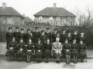 Womens Dept. Officers of the constabulary’s Women’s Department, photographed with Chief Constable A.F. Wilcox circa 1950. (Margaret is seated on the front row, first from the left) | Hertfordshire Constabulary Historical Society