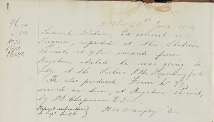Samuel Watson, ex-convict on licence