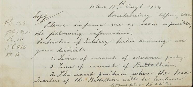 Reporting Of The Arrival Of Military Units