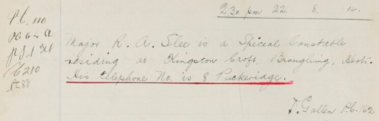 Special Constable Major Slee