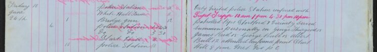 Served summons on George Thurgood, James Reed, George Bull and Albert Bull
