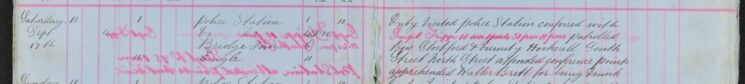 Apprehended Walter Brett for being drunk