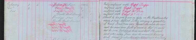 Confronted Albert Lilley regarding stolen fence wood and an axe
