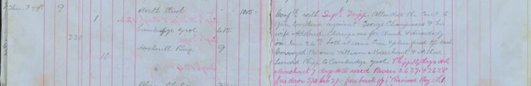 Conveyed prisoners Marchant and Phipp to Cambridge Gaol