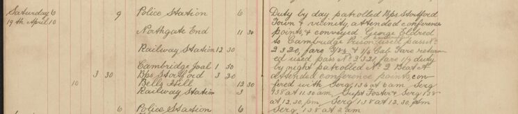 Conveyed George Eldred - handcuffed - to Cambridge Prison