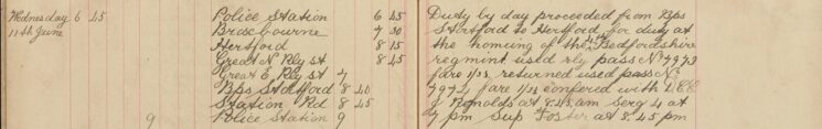Proceeded to Hertford for Duty at the Homeing of the 4th Bedfordshire Regiment