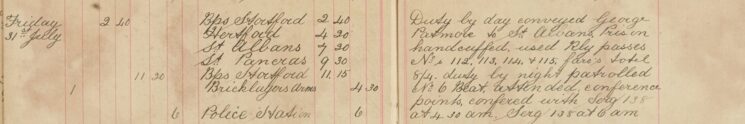 Conveyed George Patmore - handcuffed - to St Albans Prison