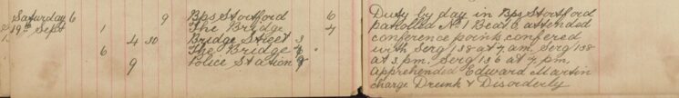 Apprehended Edward Martin on Charge of Being Drunk and Disorderly