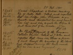 Report of a Brick Being Thrown Through The Church Window