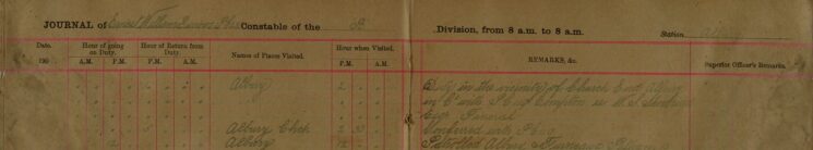Duty at Funeral of W.S. Shoobridge Esq