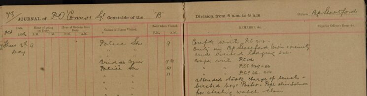 Attended and Took Charge of Bench and Birched Boys Porter and Pope Alias Salmon For Stealing a Watch and Chain