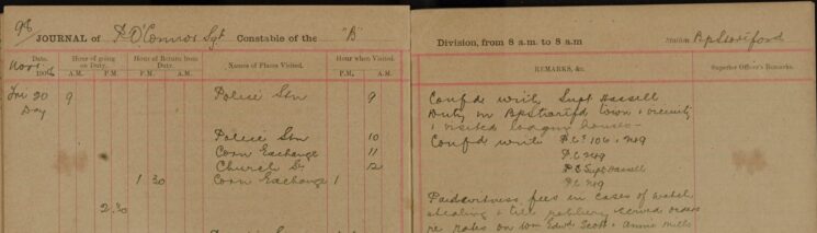 Paid Witness Fees in Cases of Watch Stealing and Till Robbery. Served Orders Regarding Rates on on Wm Edward Scott and Annie Mills