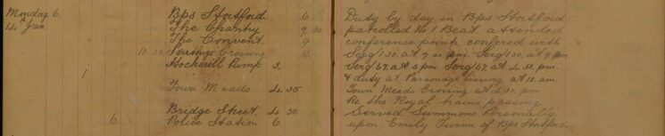 Duty at Parsonage Crossing and Town Meads Crossing for the Passing of the Royal Trains and Served Summons on Emily Twinn