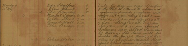 Served Summons Upon Albert Saunders by Leaving it With His Mother. Reported Albert Saunders Aged 12 Years For Damage to Pillar in Cemetery