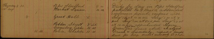 Apprehended Harry Green on Charge of Being Drunk and Disorderly. Reported Joseph Reed For Being Drunk and Disorderly