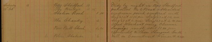 Alfred Marchant Using Obscene Language in South Street. Apprehended William Thurgood on Commitment Warrant