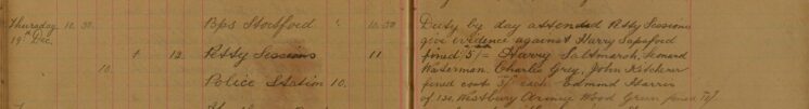 Attended Petty Sessions and Gave Evidence Against Harry Sapsford, Harry Saltmarsh, Leonard Waterman, Charles Grey, John Kitchener and Edmond Harris