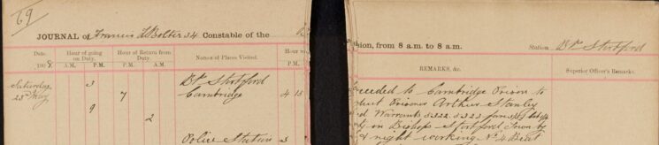 Proceeded to Cambridge Prison To [ ] Prisoner Arthur Stanley