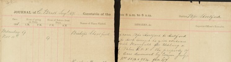 [Proceeded] To Hertford Assizes To Give Evidence [Against] Joseph Mansfield for stealing A lamb