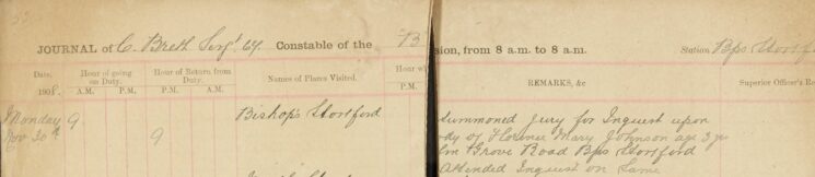 Summoned Jury For Inquest Upon The [Body] of 3 Year Old Florence May Johnson. Attended The Inquest