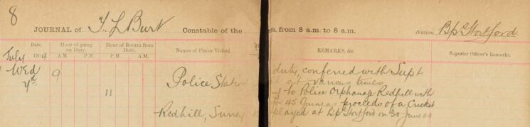 [Proceeded] to Police Orphanage, Redhill, With [Cheque] For 45 Guineas, The Proceeds of a Cricket [Match]