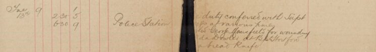 [Arrested] George [Housefield] for Wounding [Hilda] Dowler [With] a Bread Knife