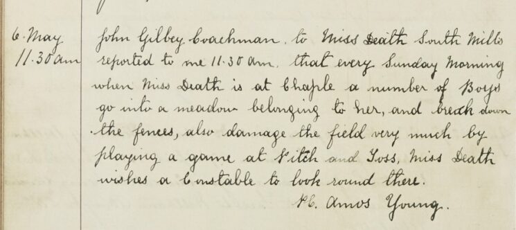 Report of Boys Breaking Down Fences And Causing Damage to A Field On Sundays