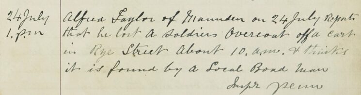 Soldier's Overcoat Lost From A Cart In Rye Street