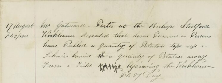 Potatoes Stolen From A field By The Workhouse