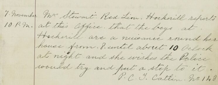 Complaint Of Boys Being A Nuisance Round Her House