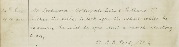 Request For Police To Look After Collegiate School Whilst Mr Lockwood Is Away