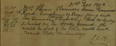 Complaint About Boys Smoking In The Summer House on The Hockey Ground on Sundays