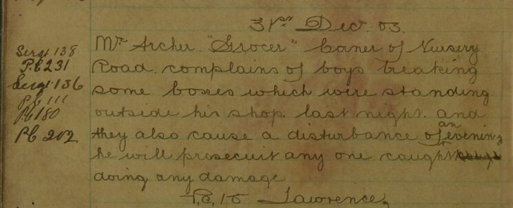 Complaint About Boys Causing A Disturbance