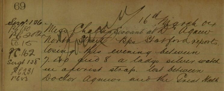 Ladies' Silver Watch Lost Between Dr Agnew's And The Great Hall