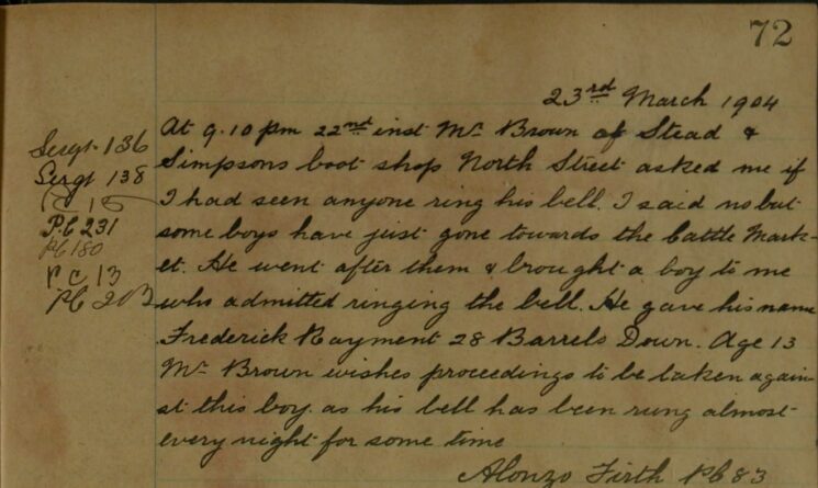 Proceedings Against Boy for Ringing His Bell Every Night