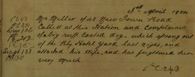 Complaint About A Dangerous Dog At The Railway Hotel