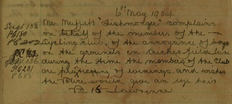 Complaint About Boys Annoying Members of The Cycling Club During Their Practise Sessions