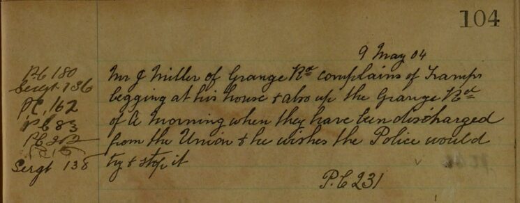 Complaint About Tramps Begging At His Door After Being Discharged From The Union In The Mornings