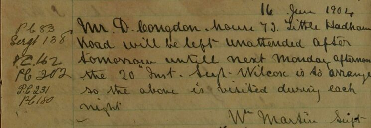 Mr Longdon's House to be Checked Whilst He's Away